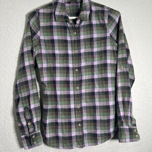 The North Face Plaid Flannel Button Up Shirt Women's S/P Green Lavender Black